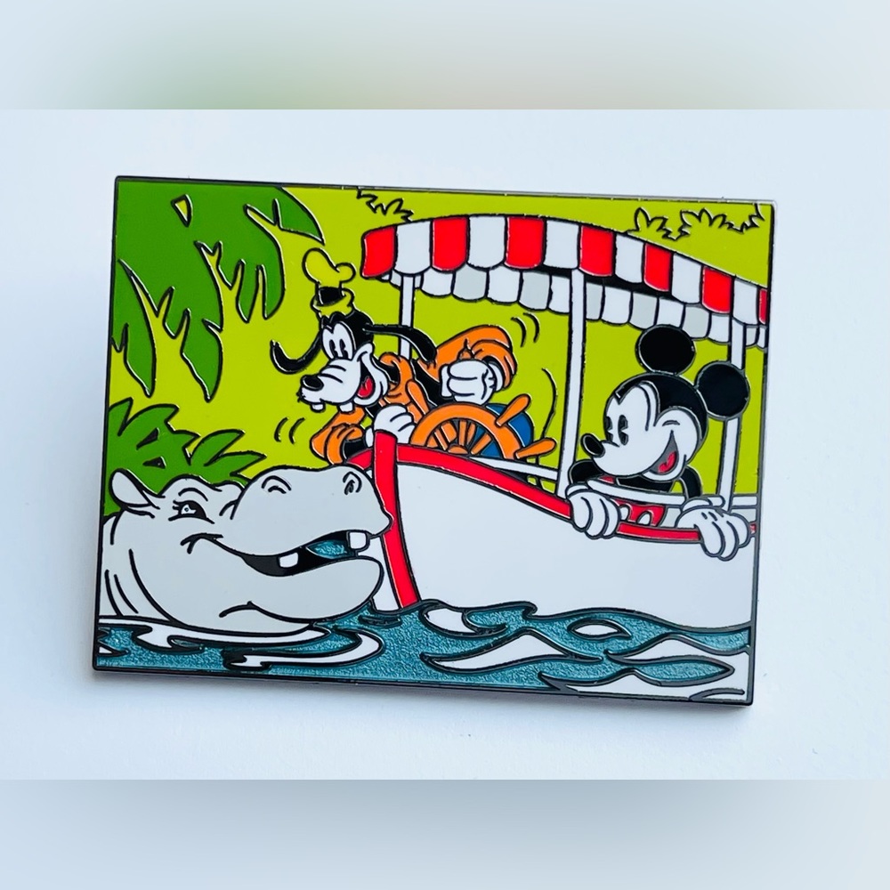Disney Parks 2018 Jungle Cruise Boat Ride Mickey Mouse & Goofy Hippo Disney Pin - Picture 3 of 6